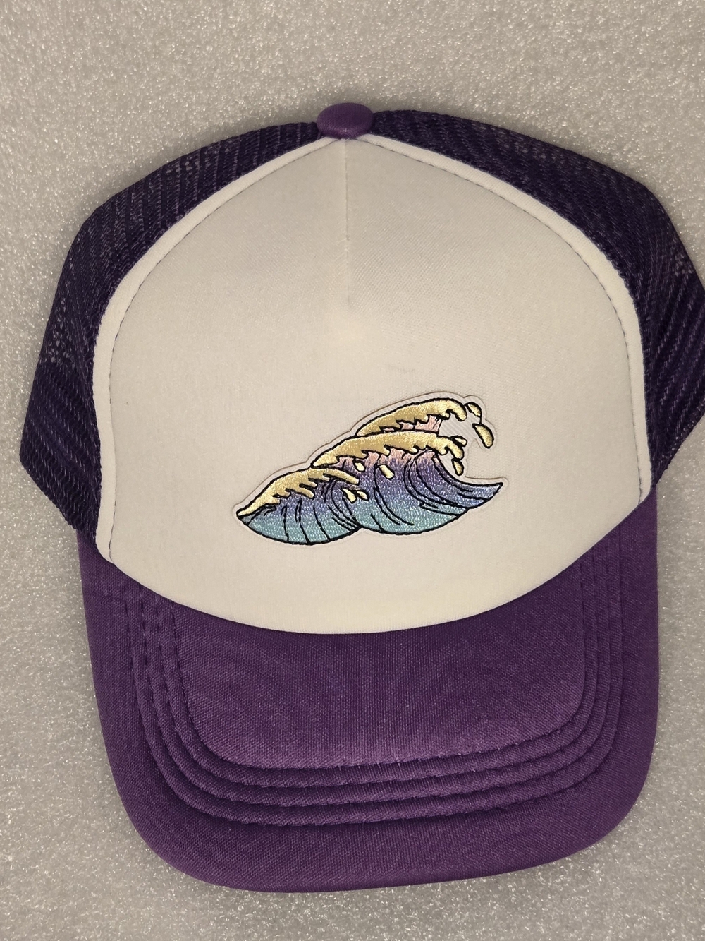 Purple and White Wave Trucker Hat - Men Swim